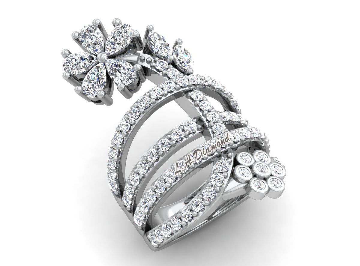 18K White Gold Multi-Shape Diamond Cocktail Ring (X.XX ct)