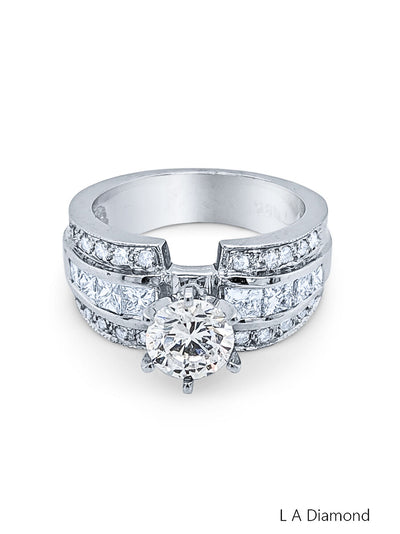 14K White Gold Diamond Multi-Layered Round-Cut Engagement Ring (1.20 ct)