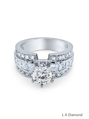 14k White Gold Diamond Multi Layered Round Cut Engagement Ring 1.20c - LA DIAMOND