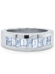 14K White Gold Diamond  Bezel Corner Princess And Baguette Cu Wedding Ring 1.10c