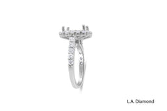 14k White Gold Diamond Princess And Round Cut Semi Mount Engagement Ring 1c