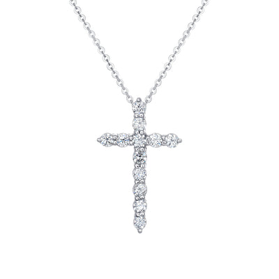 14K White Gold Round Diamond Solitaire Pendant (0.83 ct)