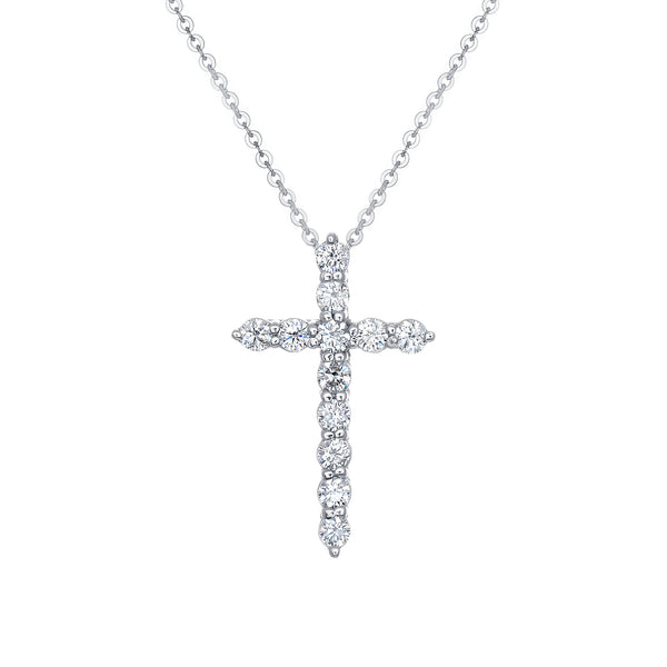 14K White Gold Round Diamond Solitaire Pendant (0.83 ct)