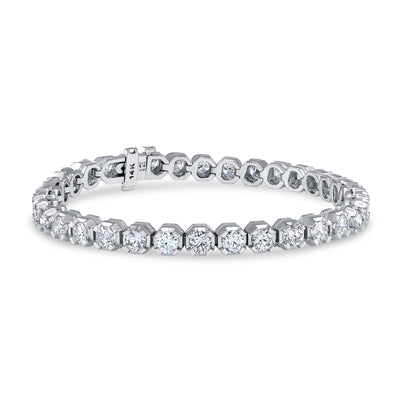 14K White Gold Round Diamond Tennis Bracelet (7.32 ct)