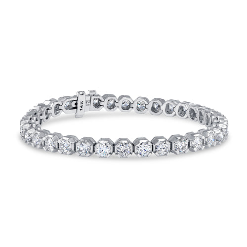 14K White Gold Round Diamond Tennis Bracelet (7.32 ct) - LA DIAMOND