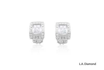 Princess Cut Diamond Earrings in 14K Gold