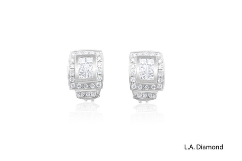 Princess Cut Diamond Earrings in 14K Gold - LA DIAMOND