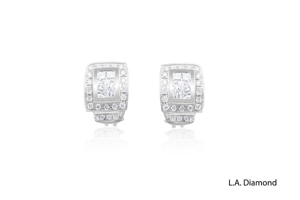 Princess Cut Diamond Earrings in 14K Gold - LA DIAMOND