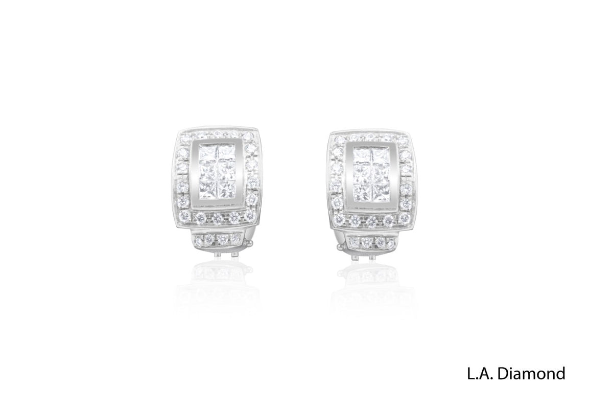 Princess Cut Diamond Earrings in 14K Gold