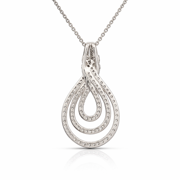 14K White Gold Diamond Teardrop Pendant Necklace – 1.50ctw of Diamonds - LA DIAMOND