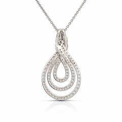 14K White Gold Diamond Teardrop Pendant Necklace – 1.50ctw of Diamonds