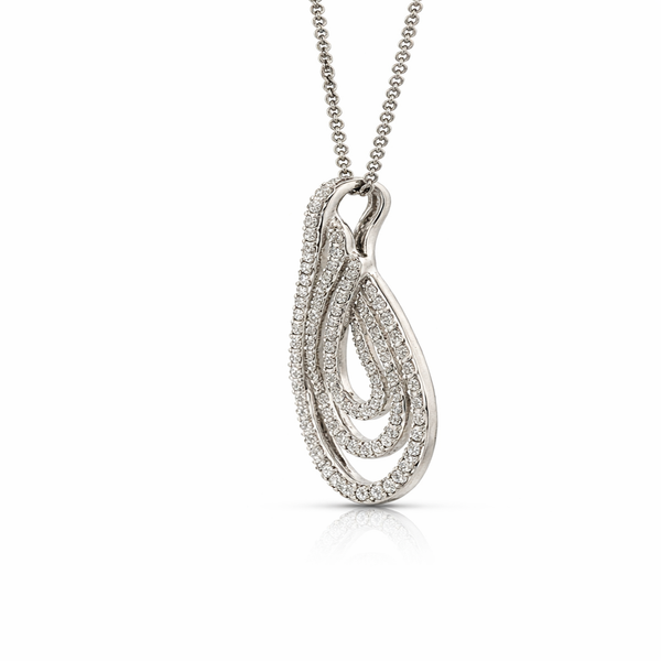 14K White Gold Diamond Teardrop Pendant Necklace – 1.50ctw of Diamonds - LA DIAMOND
