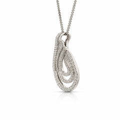 14K White Gold Diamond Teardrop Pendant Necklace – 1.50ctw of Diamonds