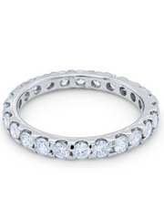 14K White Gold Diamond Round Cut Eternity Wedding Ring .71c