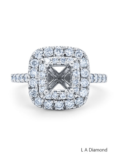 14K White Gold Cushion Cut Diamond Semi-Mount Engagement Ring (1.20 ct)