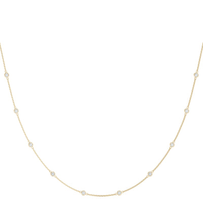 Timeless Diamond Station Necklace in 14k Gold - Anniversary Gift For Her