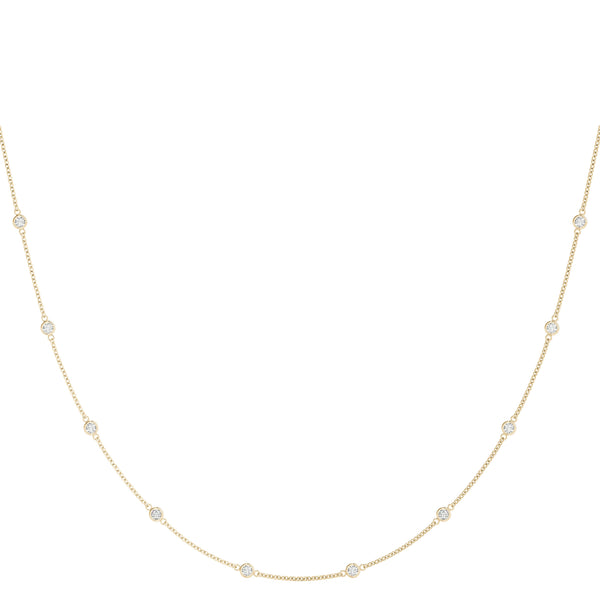 Timeless Diamond Station Necklace in 14k Gold - Anniversary Gift For Her