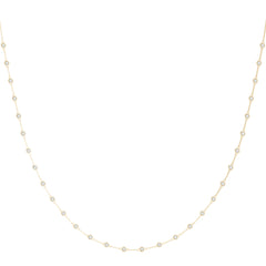 Delicate 14k Gold Extra Long Diamond Station Necklace - 30 Bezel Diamonds