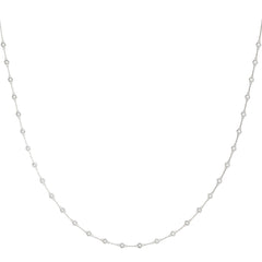 Delicate 14k Gold Extra Long Diamond Station Necklace - 30 Bezel Diamonds