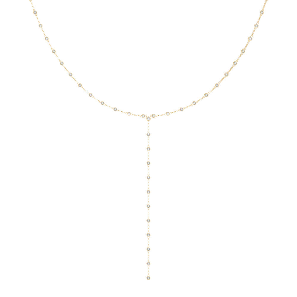 Diamonds By The Yard "Y" 14k Gold Necklace for Her - 28 inches Total Length