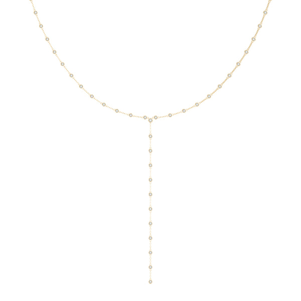 14k Gold Diamond Bezel Y Necklace