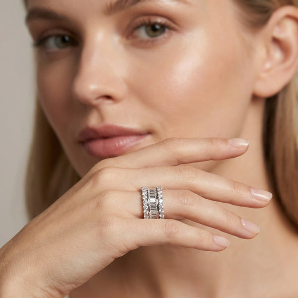 14K White Gold Diamond Baguette Anniversary Wedding Ring (5.15 ct) - LA DIAMOND