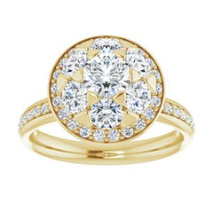 14K Solid Gold 1 1/2 CTW Natural Diamond Engagement Ring
