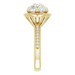 14K Solid Gold 1 1/2 CTW Natural Diamond Engagement Ring