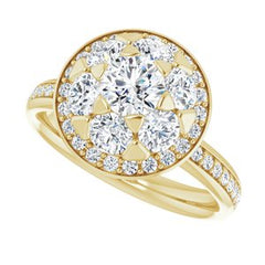 14K Solid Gold 1 1/2 CTW Natural Diamond Engagement Ring