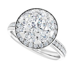 14K Solid Gold 1 1/2 CTW Natural Diamond Engagement Ring
