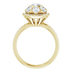 14K Solid Gold 1 1/2 CTW Natural Diamond Engagement Ring