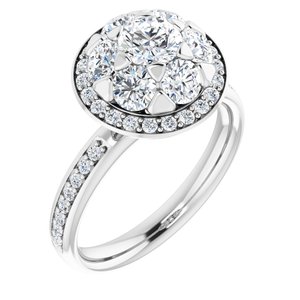 14K Solid Gold 1 1/2 CTW Natural Diamond Engagement Ring