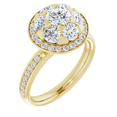 14K Solid Gold 1 1/2 CTW Natural Diamond Engagement Ring