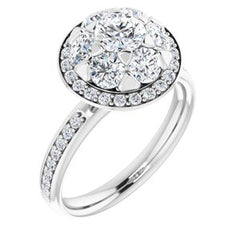 14K Solid Gold 1 1/2 CTW Natural Diamond Engagement Ring