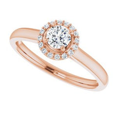 14K Solid Gold 4 mm Round Forever One™ Colorless Lab-Grown Moissanite & .07 CTW Natural Diamond Engagement Ring