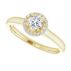 14K Solid Gold 4 mm Round Forever One™ Colorless Lab-Grown Moissanite & .07 CTW Natural Diamond Engagement Ring