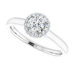 14K Solid Gold 4 mm Round Forever One™ Colorless Lab-Grown Moissanite & .07 CTW Natural Diamond Engagement Ring