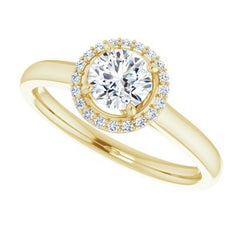 14K Solid Gold 5 mm Round Forever One™ Near Colorless Lab-Grown Moissanite & .08 CTW Natural Diamond Engagement Ring