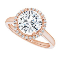14K Solid Gold 8 mm Round Forever One™ Colorless Lab-Grown Moissanite & 1/10 CTW Natural Diamond Engagement Ring