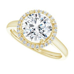 14K Solid Gold 8 mm Round Forever One™ Colorless Lab-Grown Moissanite & 1/10 CTW Natural Diamond Engagement Ring