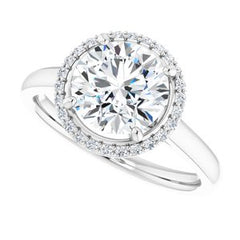 14K Solid Gold 8 mm Round Forever One™ Colorless Lab-Grown Moissanite & 1/10 CTW Natural Diamond Engagement Ring