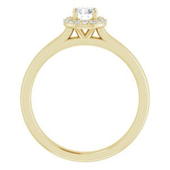 14K Solid Gold 4 mm Round Forever One™ Colorless Lab-Grown Moissanite & .07 CTW Natural Diamond Engagement Ring