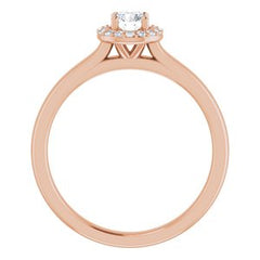 14K Solid Gold 4 mm Round Forever One™ Colorless Lab-Grown Moissanite & .07 CTW Natural Diamond Engagement Ring