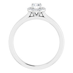14K Solid Gold 4 mm Round Forever One™ Colorless Lab-Grown Moissanite & .07 CTW Natural Diamond Engagement Ring
