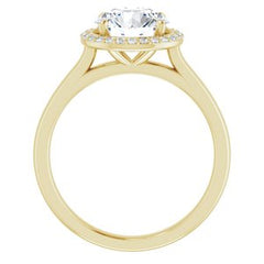 14K Solid Gold 8 mm Round Forever One™ Colorless Lab-Grown Moissanite & 1/10 CTW Natural Diamond Engagement Ring