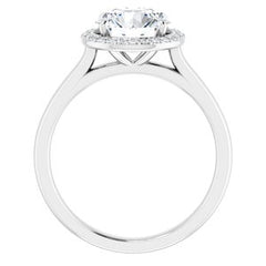 14K Solid Gold 8 mm Round Forever One™ Colorless Lab-Grown Moissanite & 1/10 CTW Natural Diamond Engagement Ring