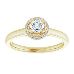 14K Solid Gold 4 mm Round Forever One™ Colorless Lab-Grown Moissanite & .07 CTW Natural Diamond Engagement Ring