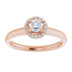 14K Solid Gold 4 mm Round Forever One™ Colorless Lab-Grown Moissanite & .07 CTW Natural Diamond Engagement Ring
