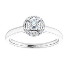 14K Solid Gold 4 mm Round Forever One™ Colorless Lab-Grown Moissanite & .07 CTW Natural Diamond Engagement Ring