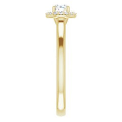 14K Solid Gold 4 mm Round Forever One™ Colorless Lab-Grown Moissanite & .07 CTW Natural Diamond Engagement Ring